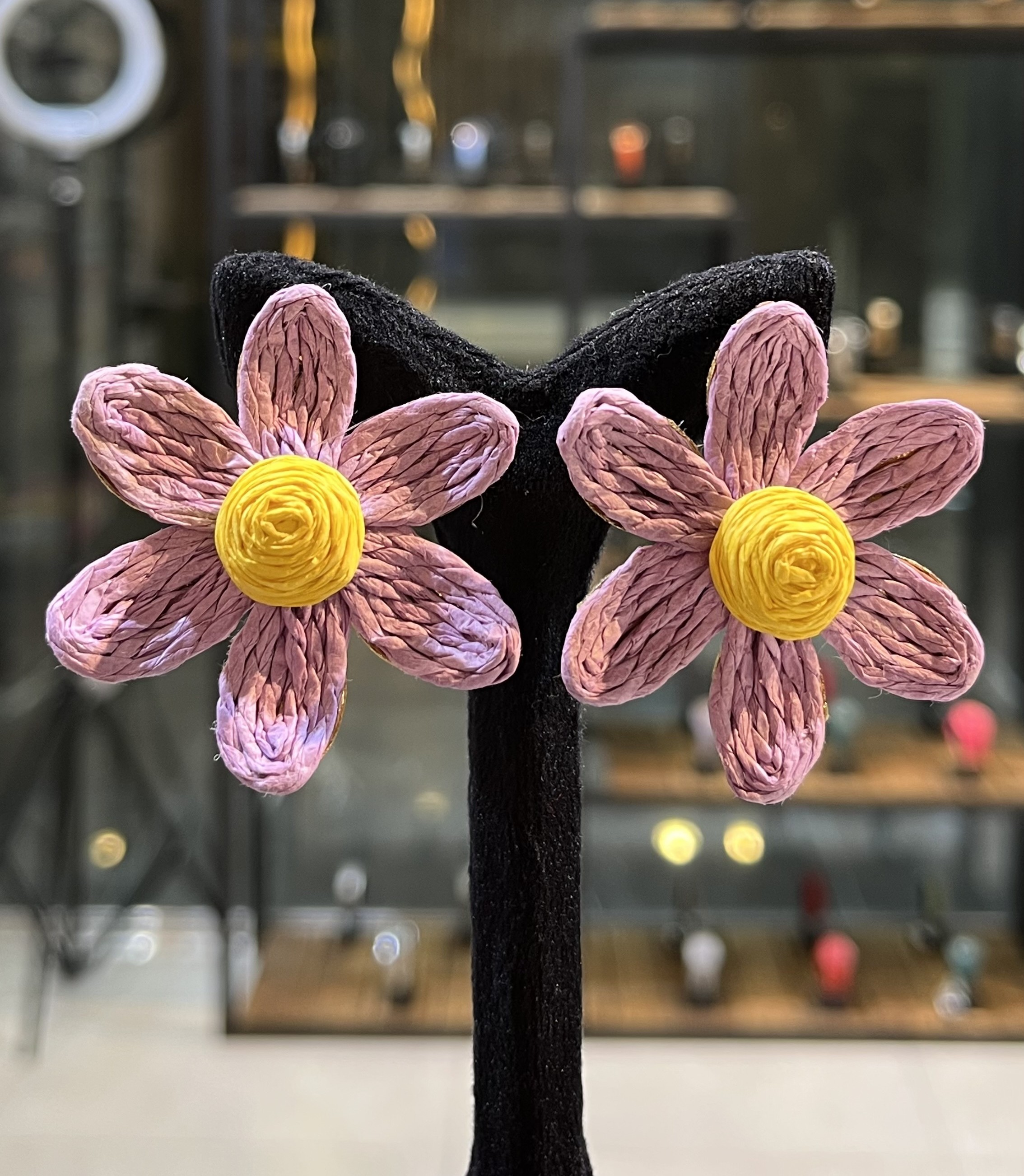 گوشواره کنفی طرح گل