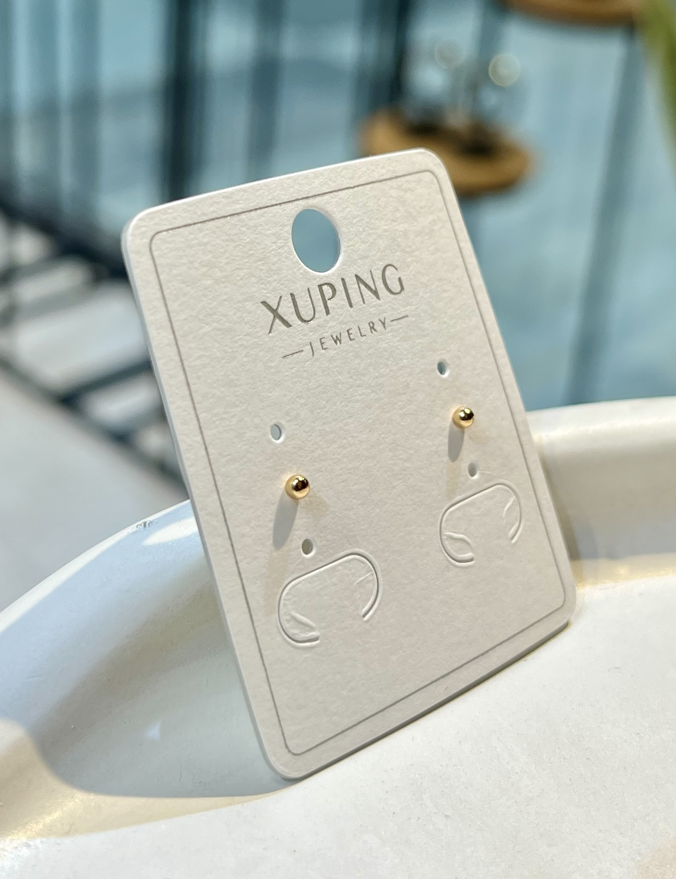 گوشواره مدل گوی طلایی مینیمال زنانه ژوپینگ