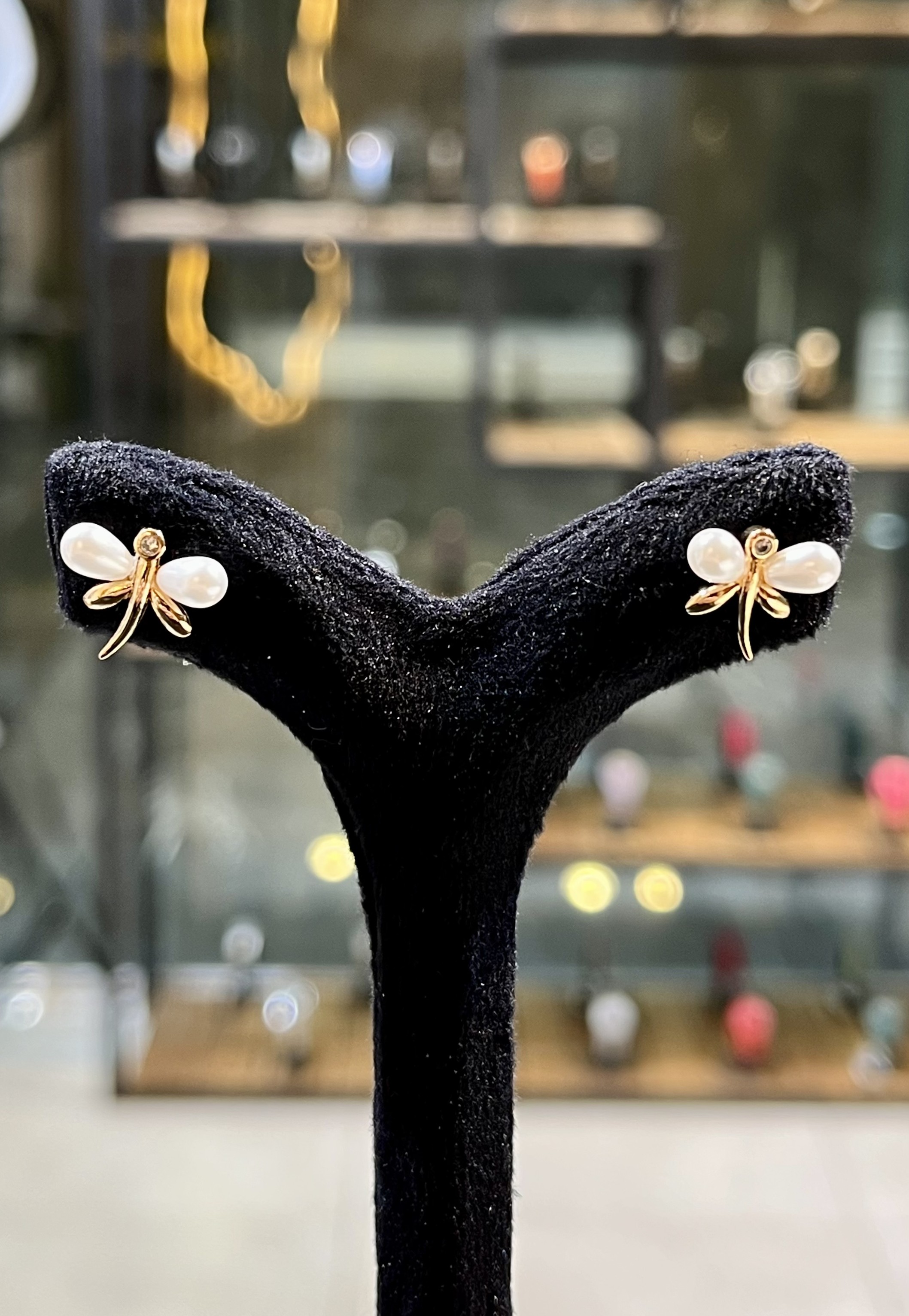 گوشواره مرواریدی زنانه ژوپینگ طرح سنجاقک